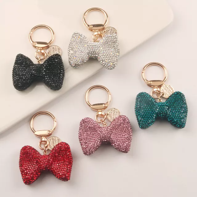 Strass Crystal Bow Car Keychain Metel Boucle Charme Sac À Main Pendentif R