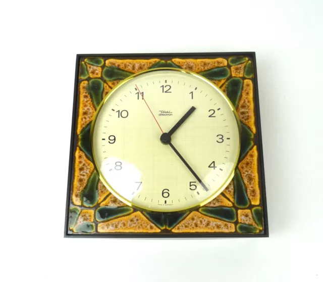 Very Rare Original German Mid Century 60S Ceramic Vintage Wall Clock By Diehl