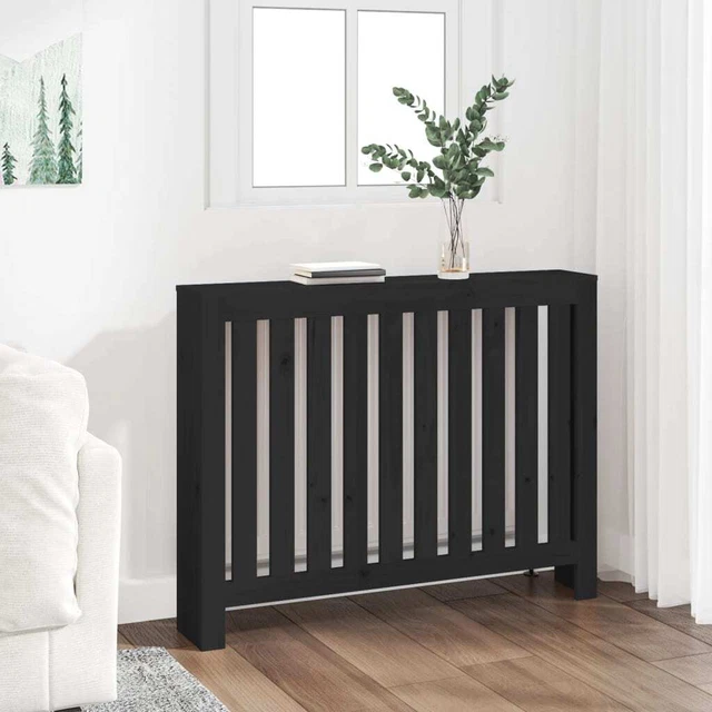Vidaxl Copertura Termosifone Nera 108,5x19x84cm Legno Massello di Pino
