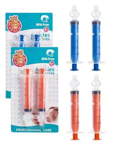 Mouche bébé seringue nasale 10ml ABBICARE™ sans BPA-CE | Kit 4 seringues  avec embouts silicone + 2 pointes de remplissage et guide conseil | Soin