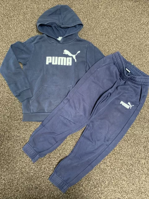 Puma Boys Blue Tracksuit Top And Joggers Set. 9-10 Years Old.