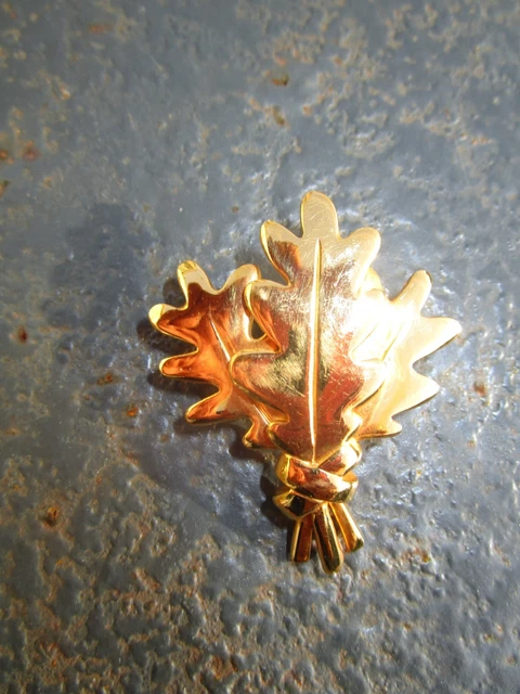 Broche Vintage XXL Micris Paris En Étain Doré - Branche De Feuilles De Chêne