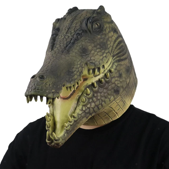 Masque De Dinosaure En Latex – Mâchoire Mobile, Blanc, Pour Fêtes Halloween Et Carnaval