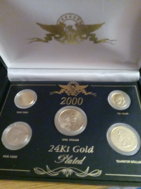 2000 5 piece 24 kt. Gold plated U.S. coin Year set