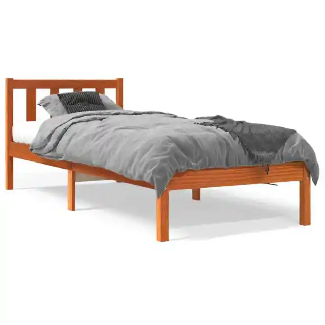 Estructura de cama madera maciza de pino marrón cera 90x190 cm vidaXL