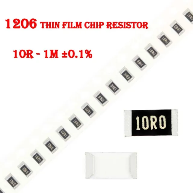 SMD/SMT 1206 ±0.1% Resistor Thin Film Chip Resistor Values 10R - 1M