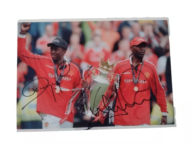 Andy Cole & Dwight Yorke Manchester United FC Player Signed Photograph 21x30mm