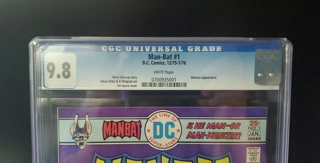 MAN-BAT #1 - CGC 9.8 NM/MT 1975  (Bronze Age DC / Batman “Key” ; White Pages) 2