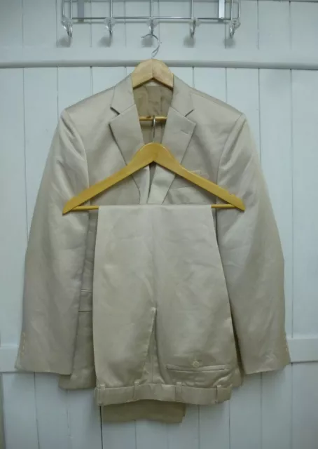 mens ANGELO LITRICO LIGHT CREAM SATIN SUIT UK SIZE 38"R CHEST 32" WAIST 32" LEG