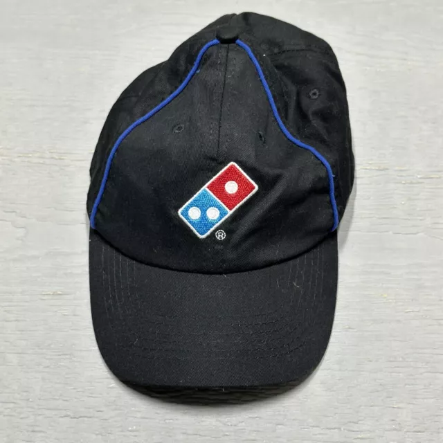Dominos Pizza Hat Adult One Size Adjustable Black Baseball Trucker Delivery