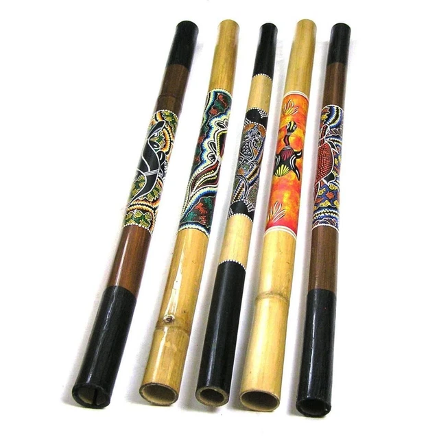 BAMBUS DIDGERIDOO ABORIGINI Holz Instrument bemalt geschnitzt fair Dot