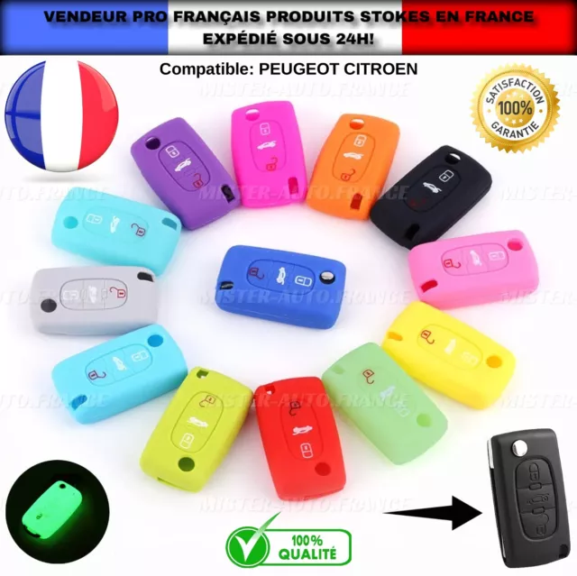 Etui Housse Protection Clé Telecommande ★Peugeot/Citroen 3 Boutons✅Texture Douce