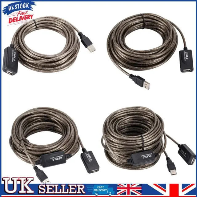 5/10/15/20m USB 2.0 Extension Cable Male to Female Active Repeater Extender Cord