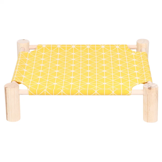 Cama lavable para perro cama elevada para gato desmontable portátil pino y lona amarilla para