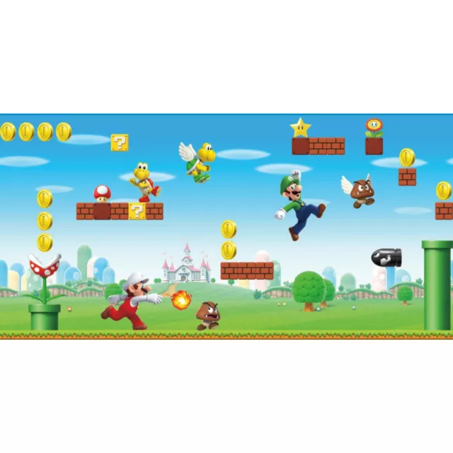 ROOMMATES - Frise adhésive Mario Bros. scène de jeu Nin - 457,2 cm x 45.7 cm
