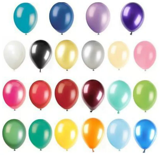 100 CHROME BALLOONS METALLIC LATEX PEARL Helium Baloons Birthday Party UK