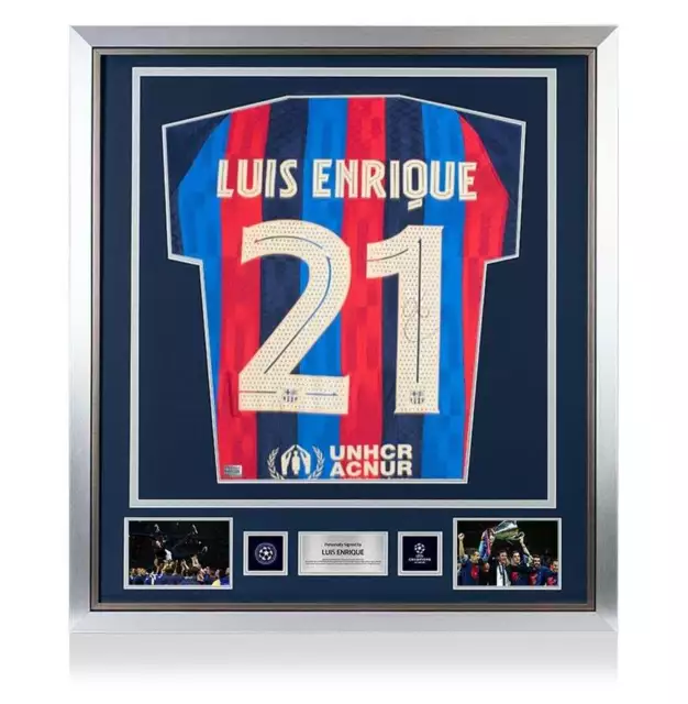 Luis Enrique Official UEFA Champions League Back Signed and Framed Modern FC Bar