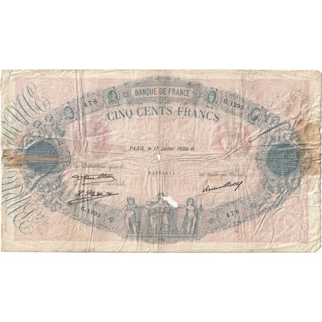 [#635487] Frankreich, 500 Francs, Bleu et Rose, 1930, G.1295, GE, Fayette:30.33,