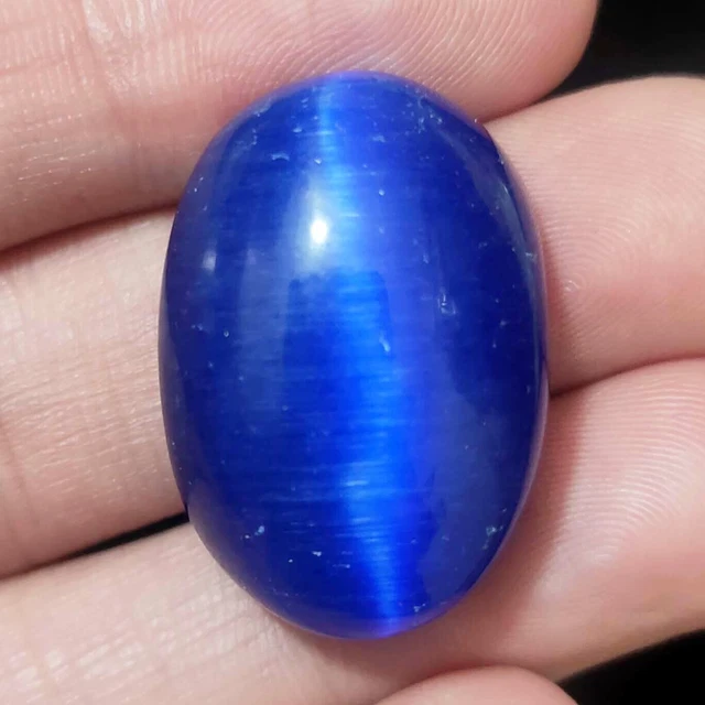 62.10 Ct Natural Blue Cats Eye Cab Shape  Excellent  Gemstone