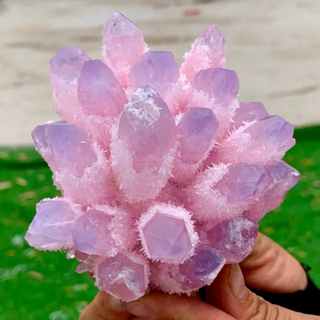 1.2LB New Find sky pink Phantom Quartz Crystal Cluster Mineral Specimen Hea
