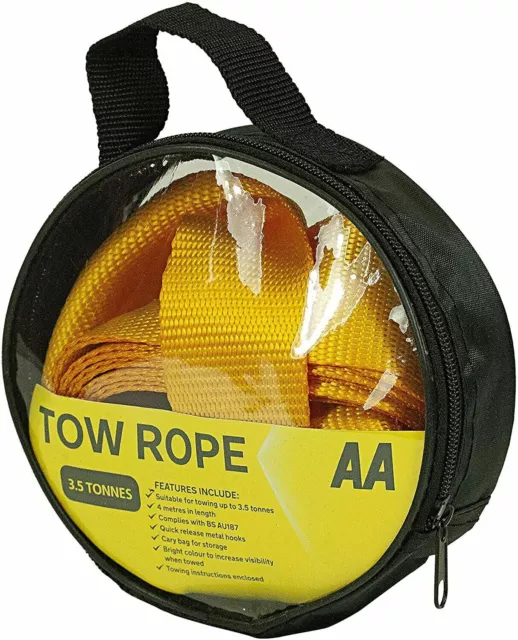 AA 3.5T 4 m Heavy-Duty Tow Rope Belt for Car Vehicle Breakdowns up to 3.5 Tonnes