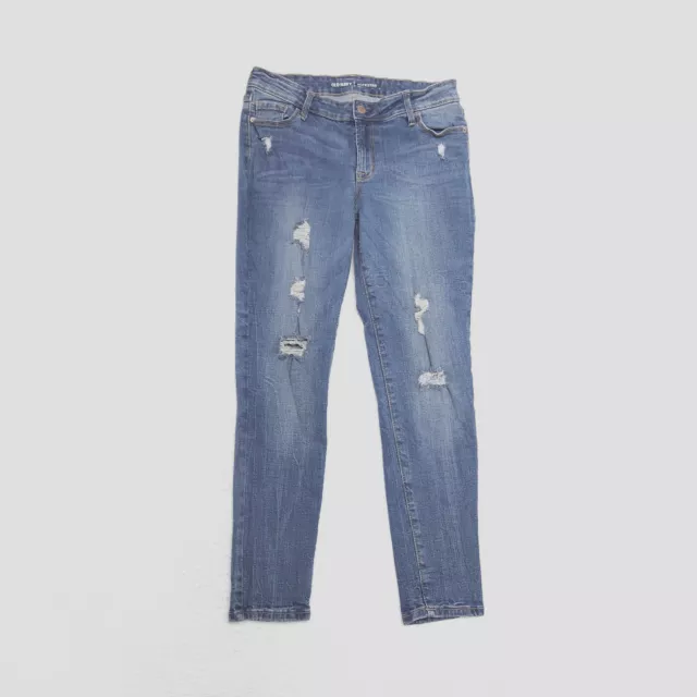 OLD NAVY WOMEN'S Petite Size 10 Blue Skinny Mid Rise Distressed Stretch ...