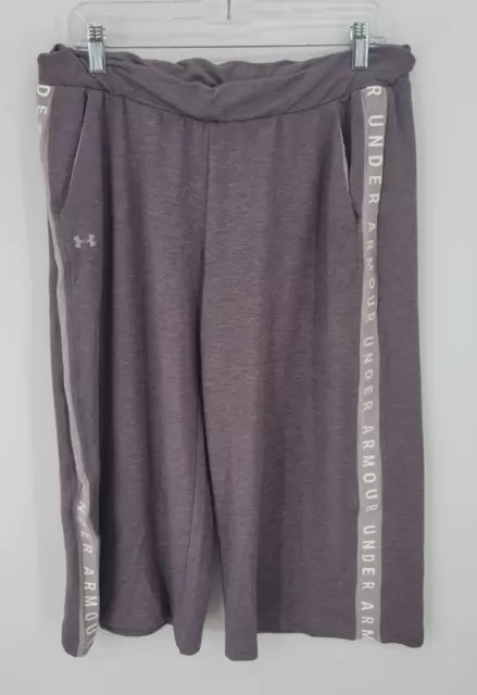 Under Armour Pants Womens Purple Wide Leg Crop Pull On Sweatpants Casual