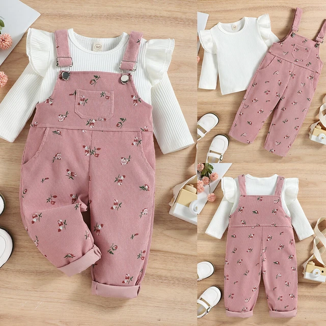 Kids Toddler Baby Girls Tops Dungaree Jumpsuit Outfits Corduroy Clothes Set 2Pcs