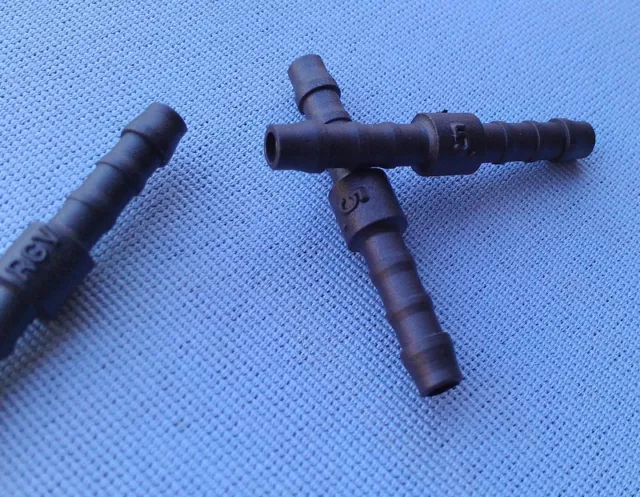 3x Schlauchverbinder RGV 5 mm  5 mm Pipe Connector  45,5mm schwarz  85C