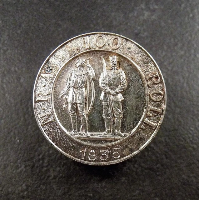 VINTAGE NRA NATIONAL Rifle Association Shooting 100 Roll Button Badge