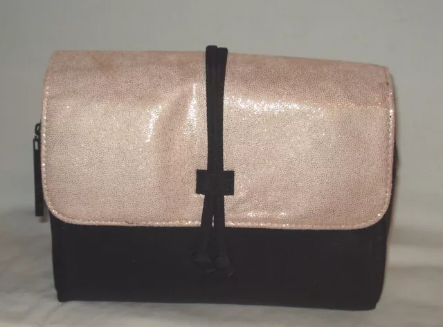 Lancome Black and Pink  Cosmetic Bag Train Case  New