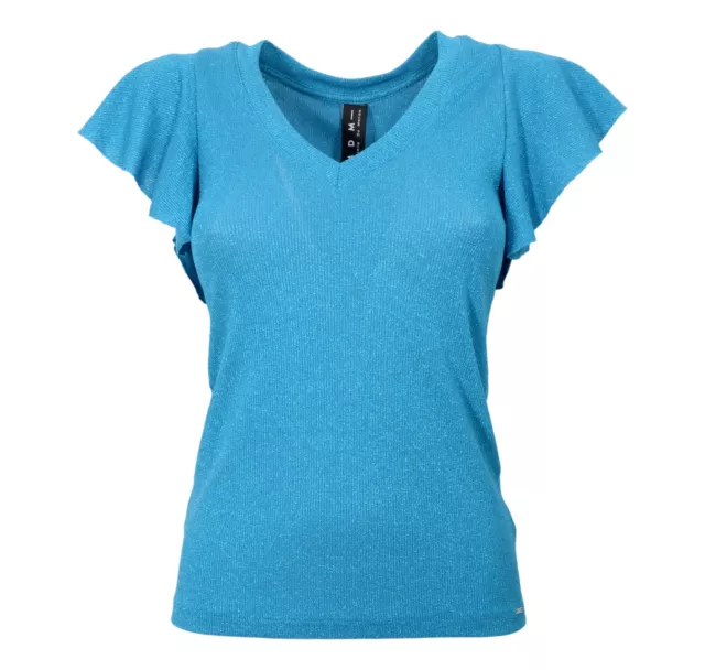 MDM Mademoiselle du Monde T-Shirt Donna Lurex Modello 4957 Colore Azzurro