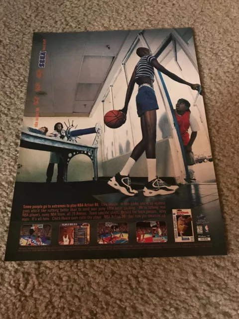 Vintage 1998 NBA ACTION 98 Sega Saturn Video Game Poster Print Ad KOBE BRYANT