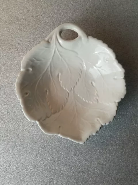 Vintage Milk Glass Autumn Leaf Dish 7"