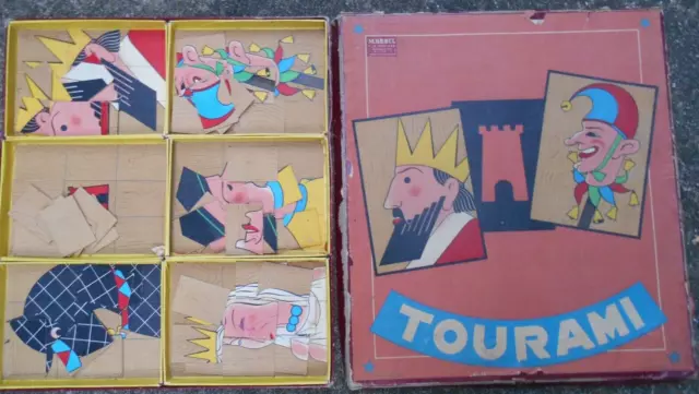 boite de 6 puzzle jeux anciens jeux carton tourami marbel belgique rare