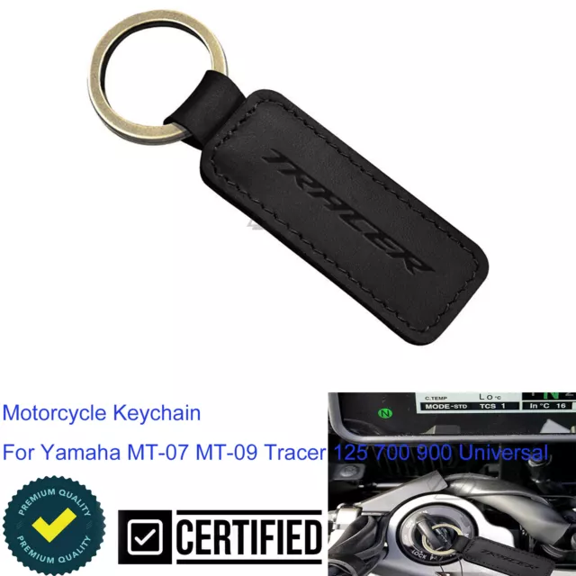 For Yamaha MT07 MT-09 Tracer 125 700 900 Leather Motorcycle Rider Key Chain Ring