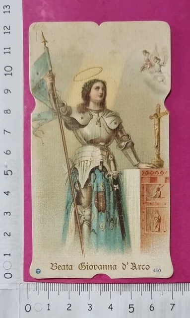 6704 - Santino Holy Card Cromolito Beata Giovanna D' Arco  Originale