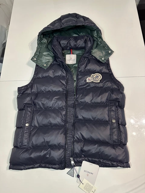 MONCLER GILET PUFFER Black Large Logo Patch Size XS Unisex