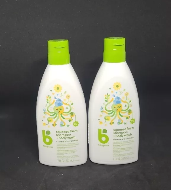 2 Babyganics Squeeze & Foam Shampoo + Body Wash 7 FL OZ (C1-3)