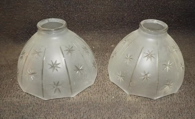 Pair Of  Etched Star Cut 2 1/4" Fitter Fixture Shades  #2537