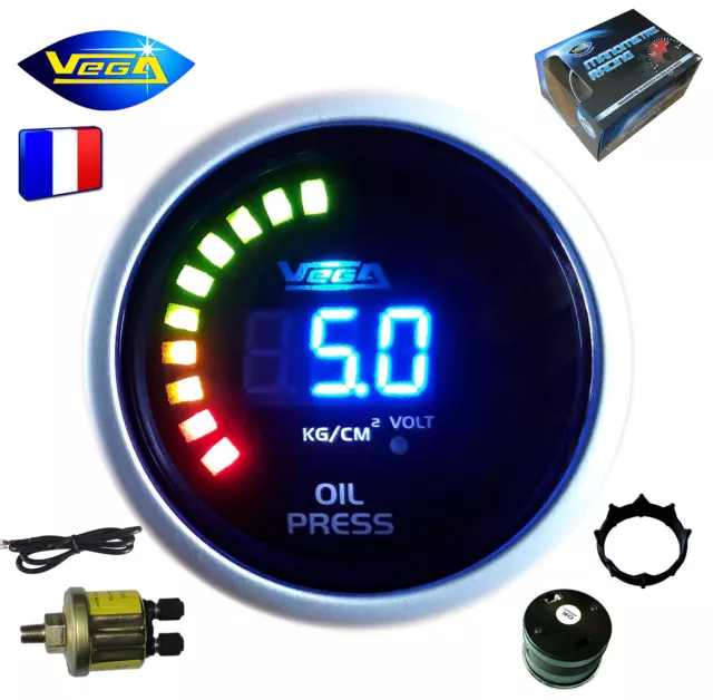 ► Manomètre Racing VEGA® 52mm Pression Huile Affichage Digital + leds 0-10bars ◄