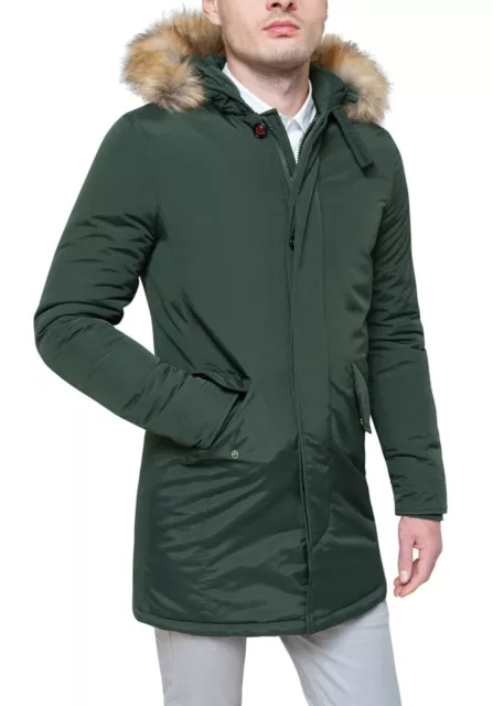 Giubbotto Parka Uomo Invernale Verde Slim Fit Giacca Piumino Casual