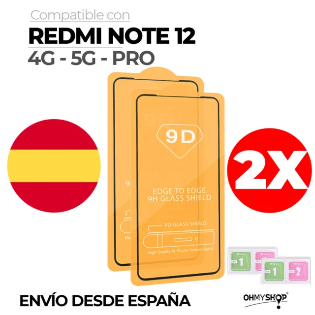 2X Protector Pantalla Para Xiaomi Redmi Note 12 Pro 4G - 5G Cristal Templado 3D