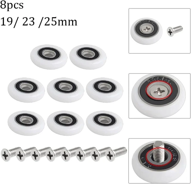 Kit 8 Ruote Per Box Doccia 23mm - Cuscinetti Scorrevoli Porte Vetro - Foto 2