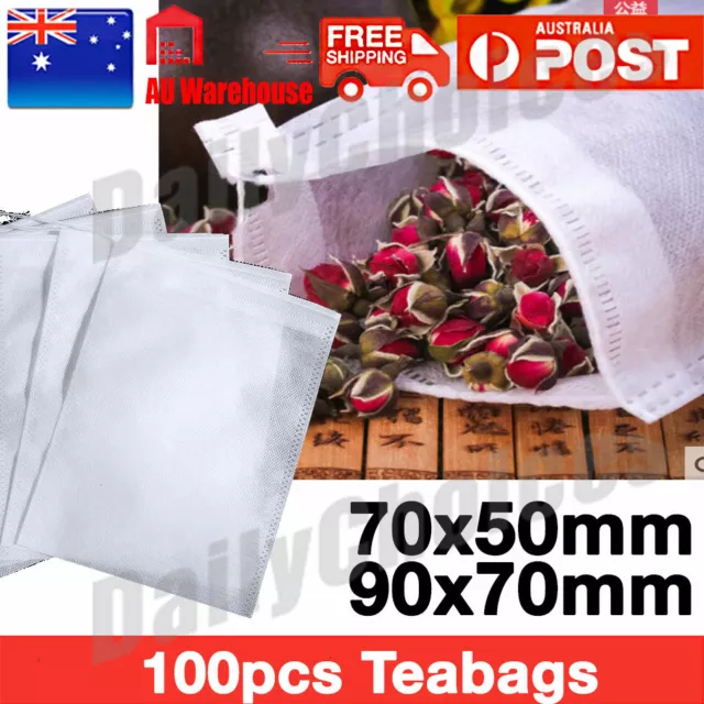 100x Empty Teabags String Heat Seal Filter Paper Herb Loose Tea Bags MEL