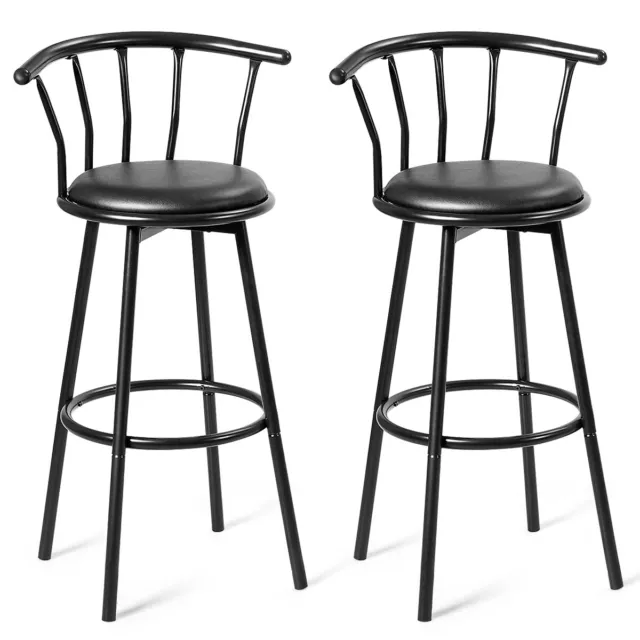 Juego de 2 Sillas de Bar Taburete Alto de Metal para Hogar Cocina Comedor