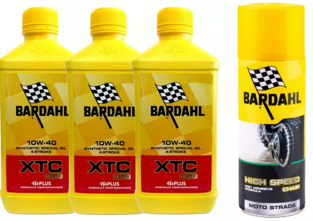 3 Litri Olio Motore 4T Bardahl Xtc C60 10W40 Omaggio Spray Catena Moto High