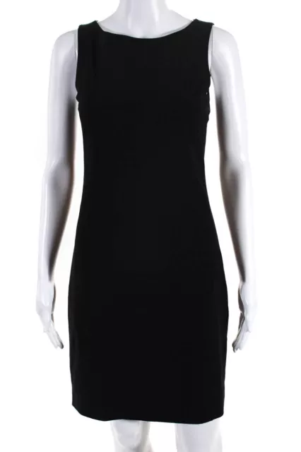 Theory Womens Back Zip Sleeveless Scoop Neck Sheath Dress Black Wool Size 2