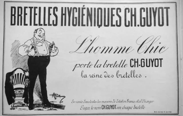 Publicité De Presse 1926 Bretelle Hygiénique Ch.guyot La Reine Des Bretelles