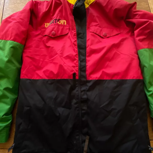 Burton DryRide Boys Ski Snowboard Jacket XL Size 18 Red Yellow Green Black